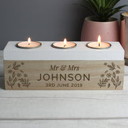 Personalised Floral Triple Tea Light Box
