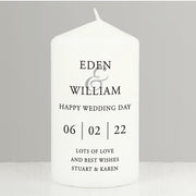 Personalised Wedding Pillar Candle