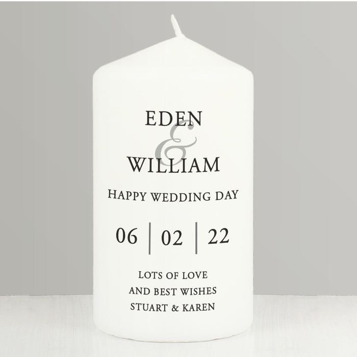 Personalised Wedding Pillar Candle