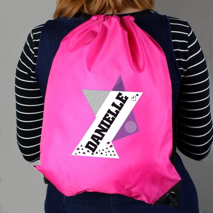 Personalised Name Pink Kit Drawstring Bag