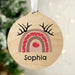 Personalised Rainbow Reindeer Round Wooden Bauble Decoration