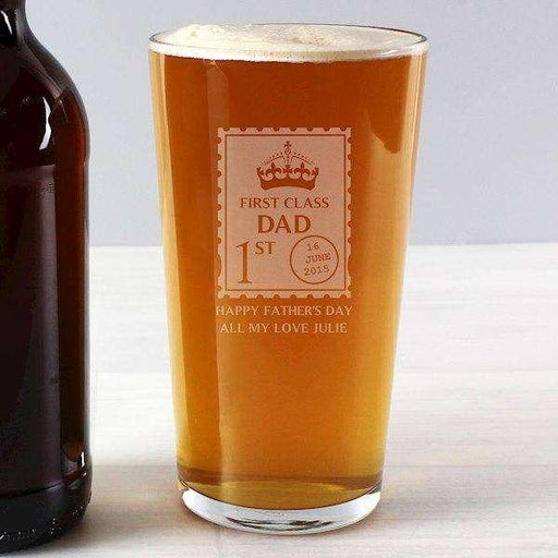 Personalised 1st Class Pint Glass - Myhappymoments.co.uk