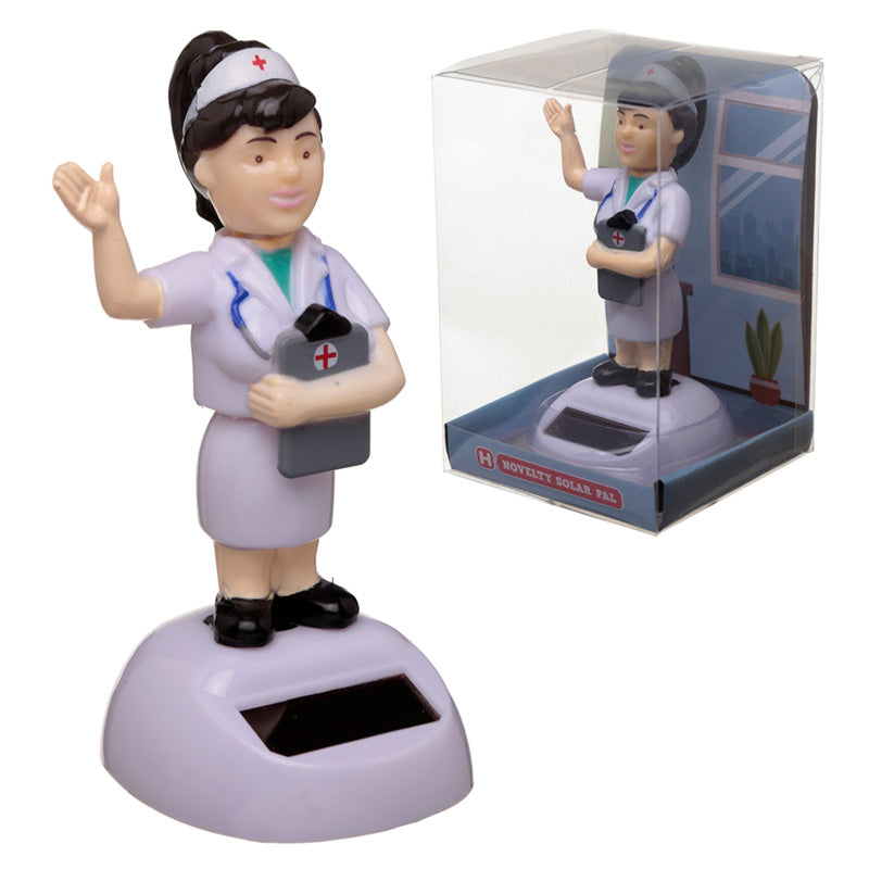 Solar Powered Nodding Nurse Dashboard Toy My Happy Moments
