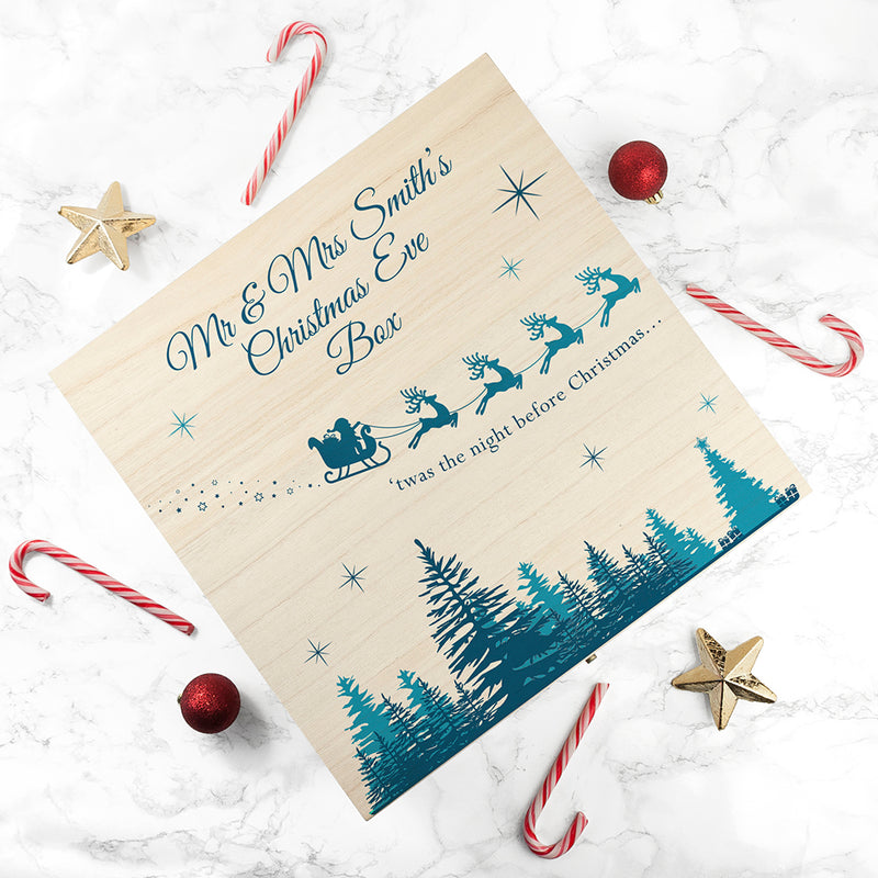 Personalised T'was The Night Before Wooden Christmas Eve Box