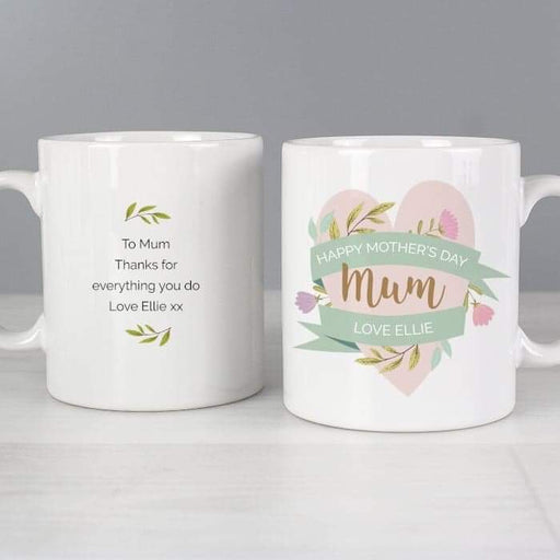 Personalised Floral Heart Mug - Myhappymoments.co.uk