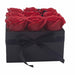 Soap Flower Gift Bouquet In Box - 9 Red Roses - Square