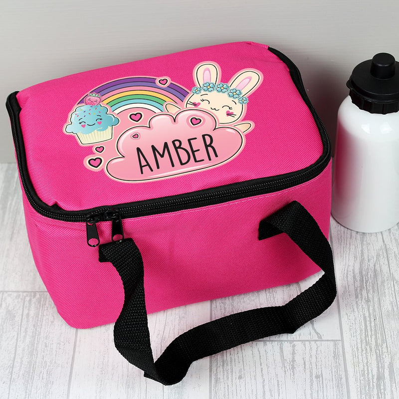 Personalised Cute Bunny Pink Lunch Bag