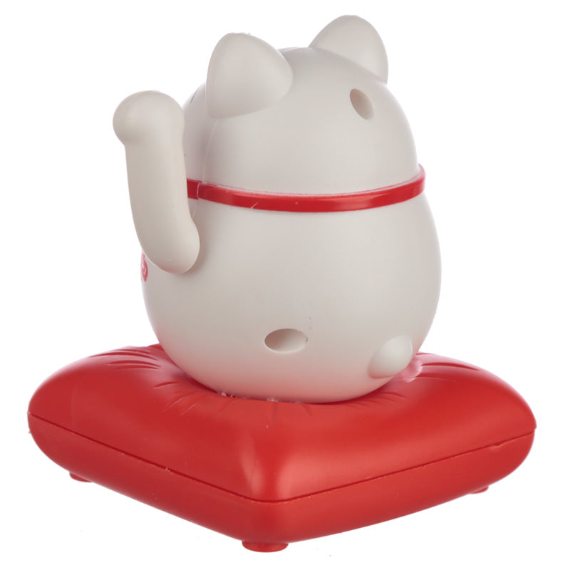 Waving Lucky Cat Solar Dashboard Pal - White