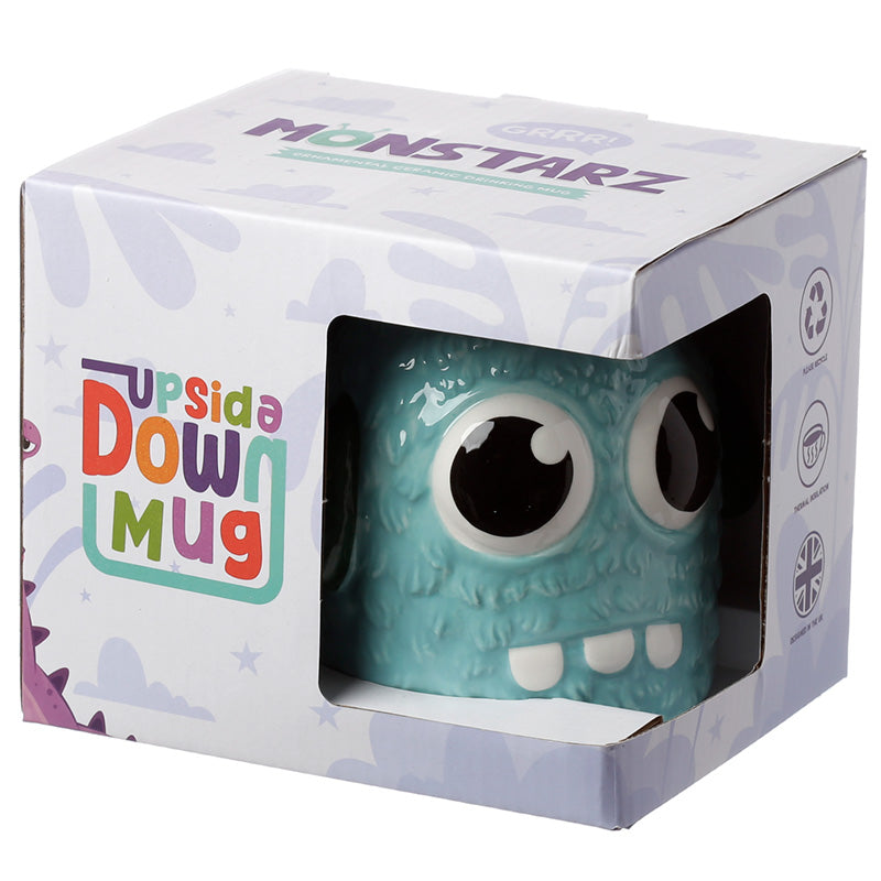 Novelty Monster Blue Upside Down Ceramic Shaped Mug