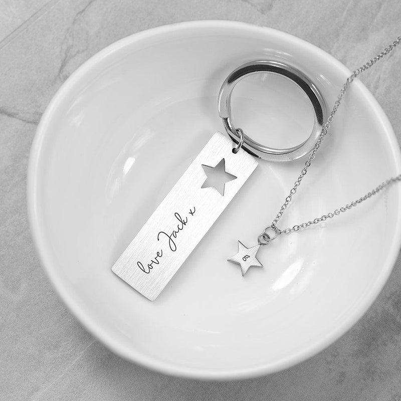 Personalised Lucky Star Necklace & Keyring Set