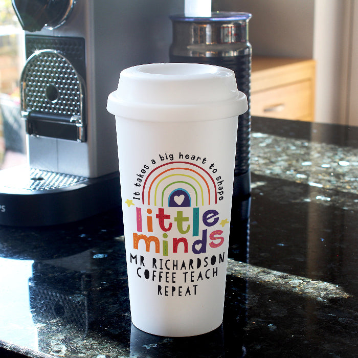Personalised Shape Little Minds Teacher Travel Mug