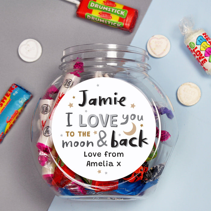 Personalised I Love You To The Moon and Back Sweet Jar