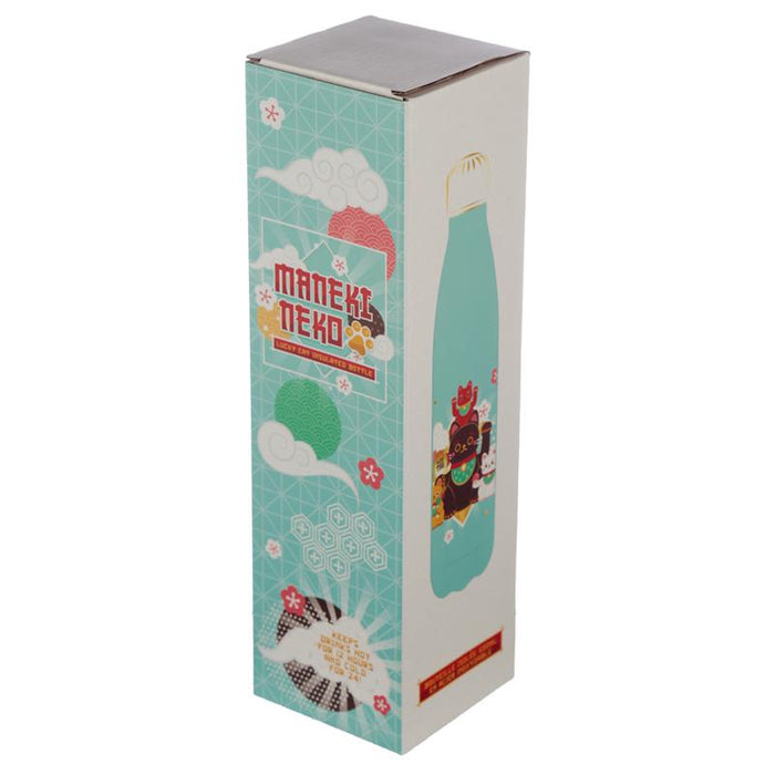Lucky Cat Maneki Neko Stainless Steel Insulated Drinks Bottle 500ml