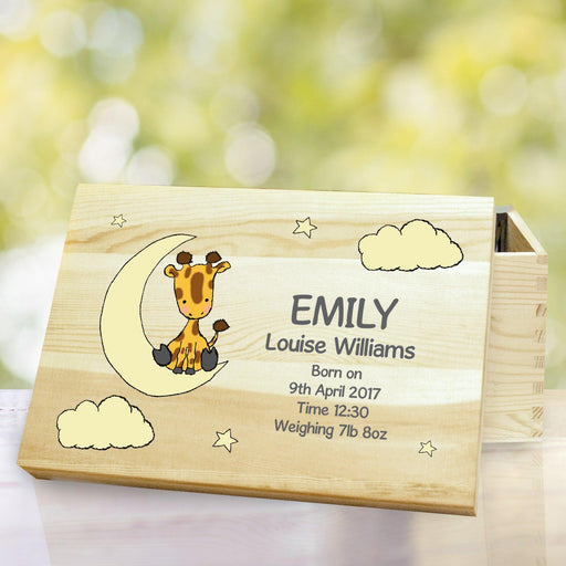 Personalised Sweet Dreams Giraffe Wooden Memory Box - Myhappymoments.co.uk