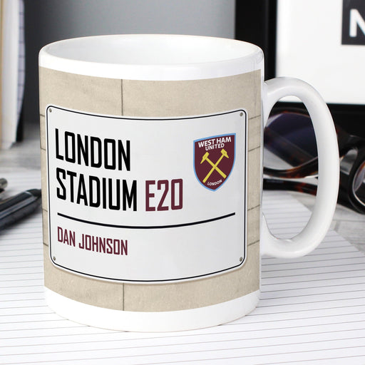 Personalised West Ham United FC Street Sign Mug