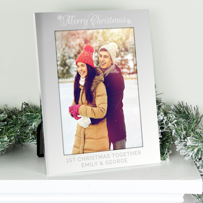 Personalised Merry Christmas Silver 5x7 Photo Frame
