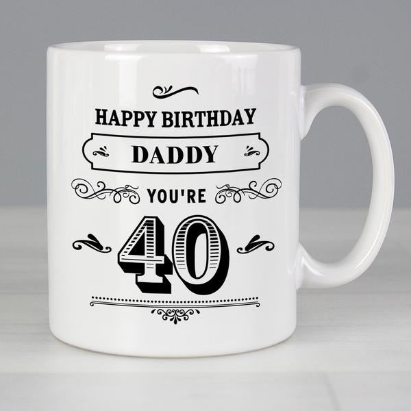 Personalised Birthday Age Vintage Typography Mug - Myhappymoments.co.uk
