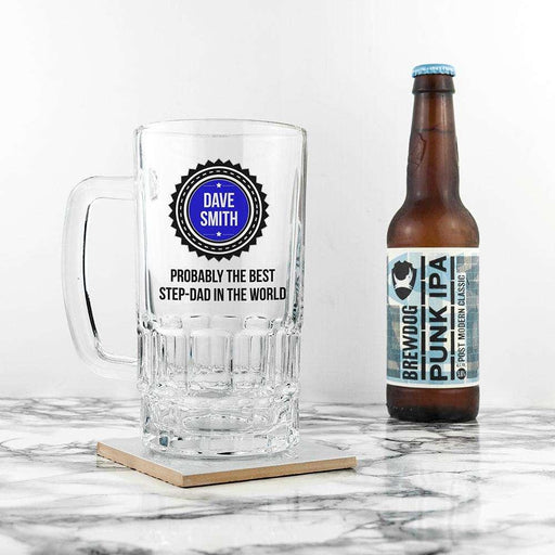 Probably The Best Step Dad In The World Glass Tankard - Myhappymoments.co.uk