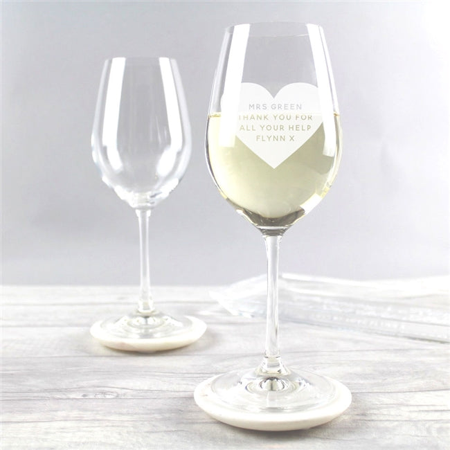 Personalised Teacher Heart Wine Glass