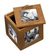 Personalised Me and Daddy Engraved Oak Photo Cube Box - Myhappymoments.co.uk
