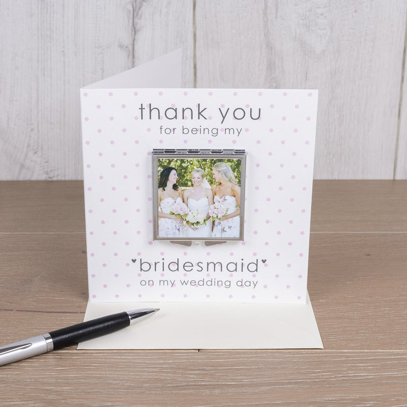 Thank You For Being My ( Bridesmaid Maid Of Honour Flower Girl ) Photo Compact Mirror Card - Myhappymoments.co.uk