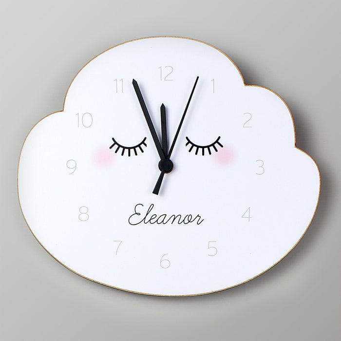 Personalised Children’s Eyelashes Cloud Shaped Wooden Clock