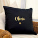 Personalised Gold Name Heart Black Cushion Cover - Myhappymoments.co.uk