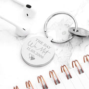 Personalised Day We Met Keyring - Silver