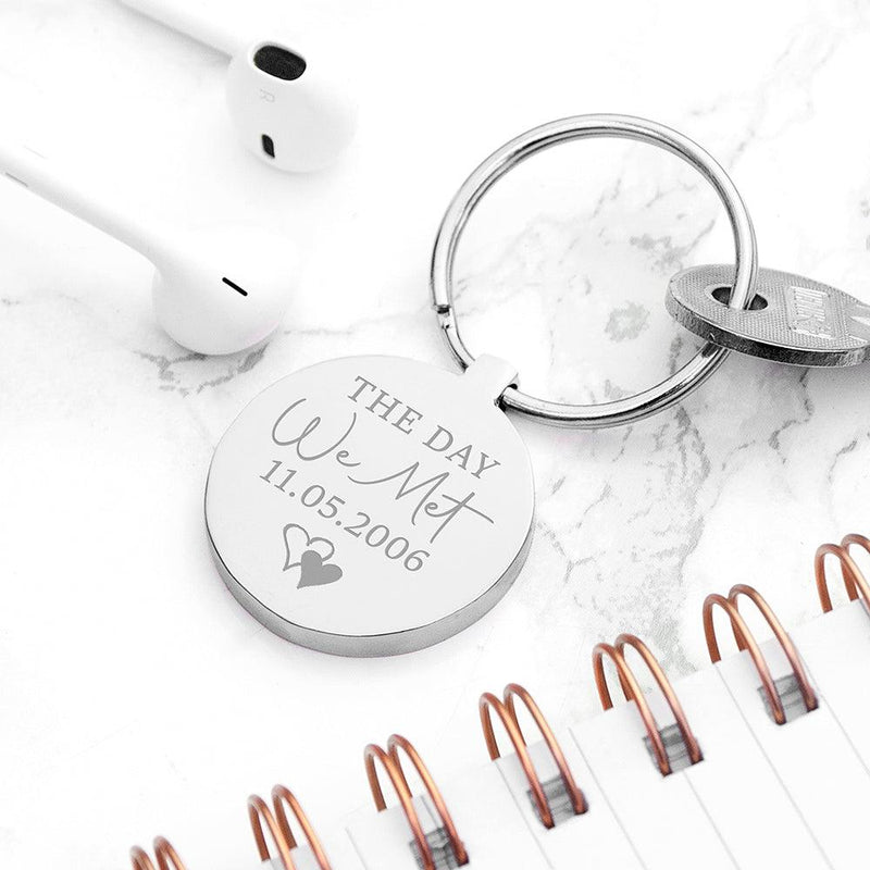 Personalised Day We Met Keyring - Silver