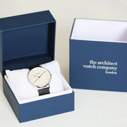 Personalised Men’s Architect Zephyr Watch With Pitch Black Mesh Strap