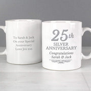 Personalised 25th Silver Anniversary Mug Set