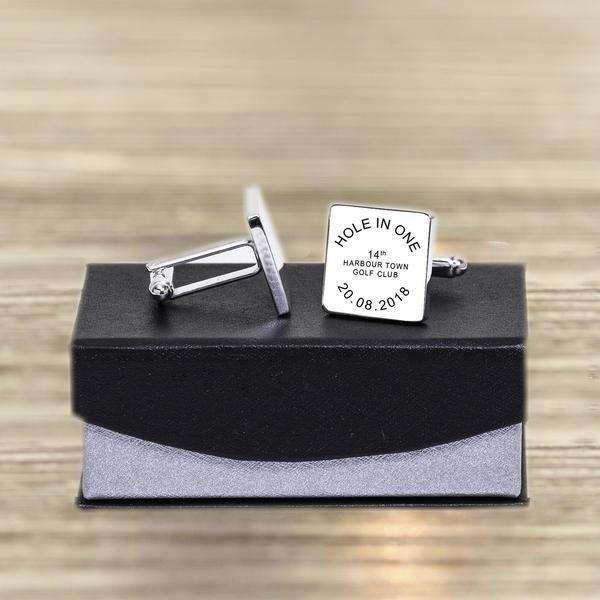 Personalised HOLE IN ONE Golf Cufflinks - Myhappymoments.co.uk