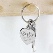 Personalised #Bestie Diamante Heart Keyring - Myhappymoments.co.uk
