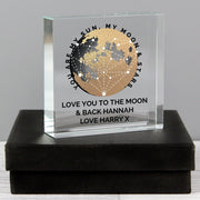 Personalised You Are My Sun My Moon Crystal Glass Block