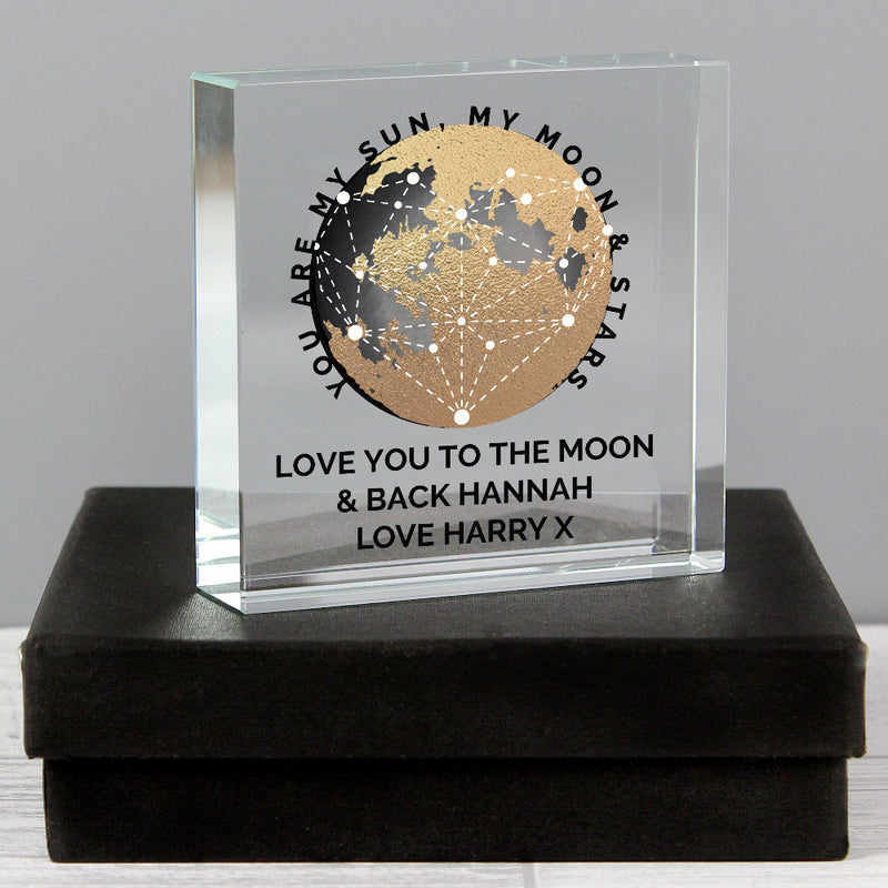 Personalised You Are My Sun My Moon Crystal Glass Block