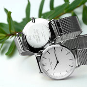 Elie Beaumont Personalised Ladies Metallic Mesh Strapped Watch With White Dial