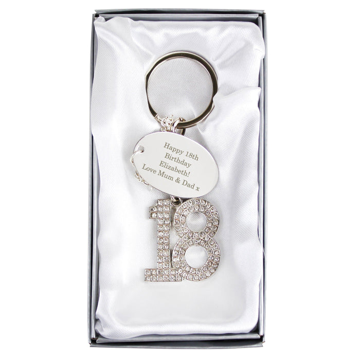 Personalised Diamante 18th Birthday Keyring