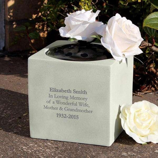 Personalised Memorial Graveside Vase - Myhappymoments.co.uk