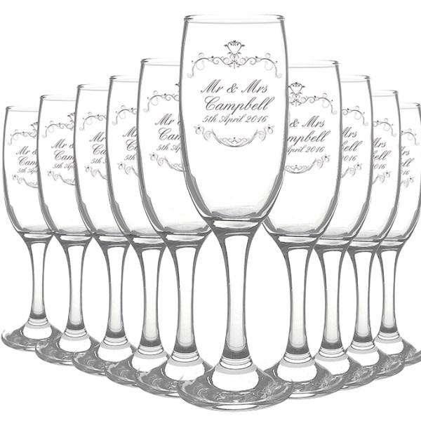 Personalised Ornate Swirl Toast Flute Pack of 10 - Myhappymoments.co.uk
