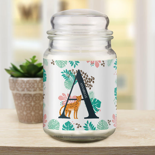 Personalised Leopard Initial Candle Jar