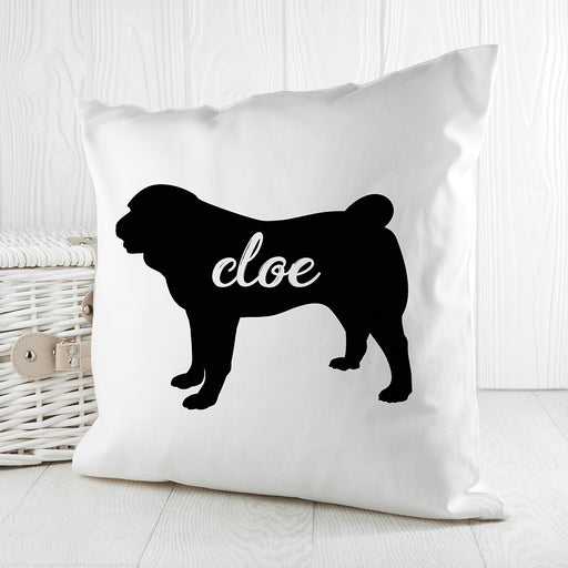 Personalised Pug Silhouette Cushion Cover - Myhappymoments.co.uk
