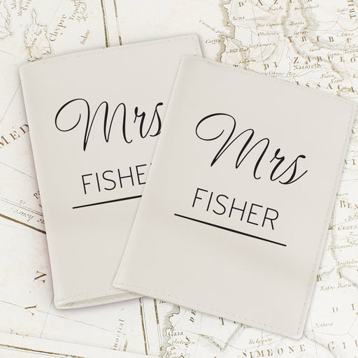 Personalised Mrs & Mrs Cream Passport Holders