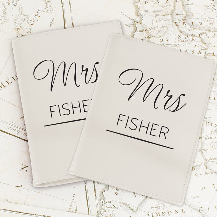 Personalised Mrs & Mrs Cream Passport Holders