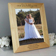 Personalised 'Our Wedding Day' 8x10 Wooden Photo Frame - Myhappymoments.co.uk
