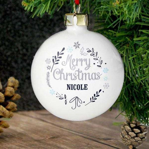 Personalised Merry Christmas Frost Bauble - Myhappymoments.co.uk