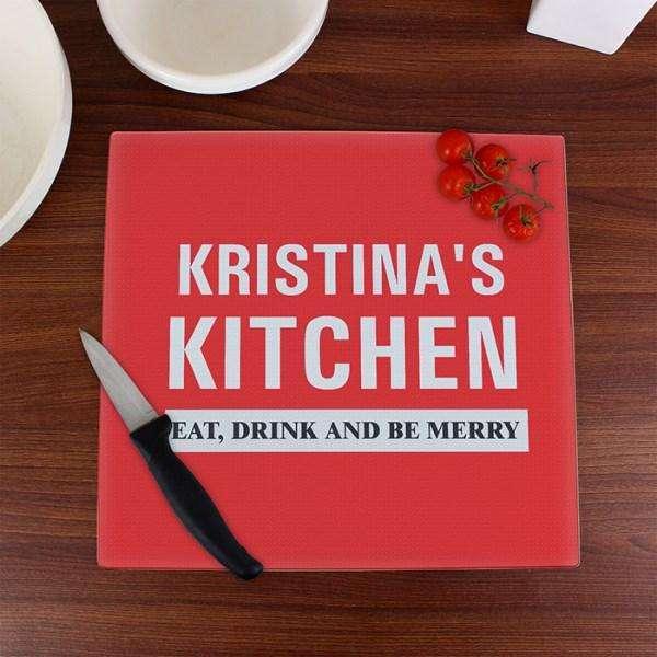 Personalised Kitchen Glass Chopping Board - Myhappymoments.co.uk