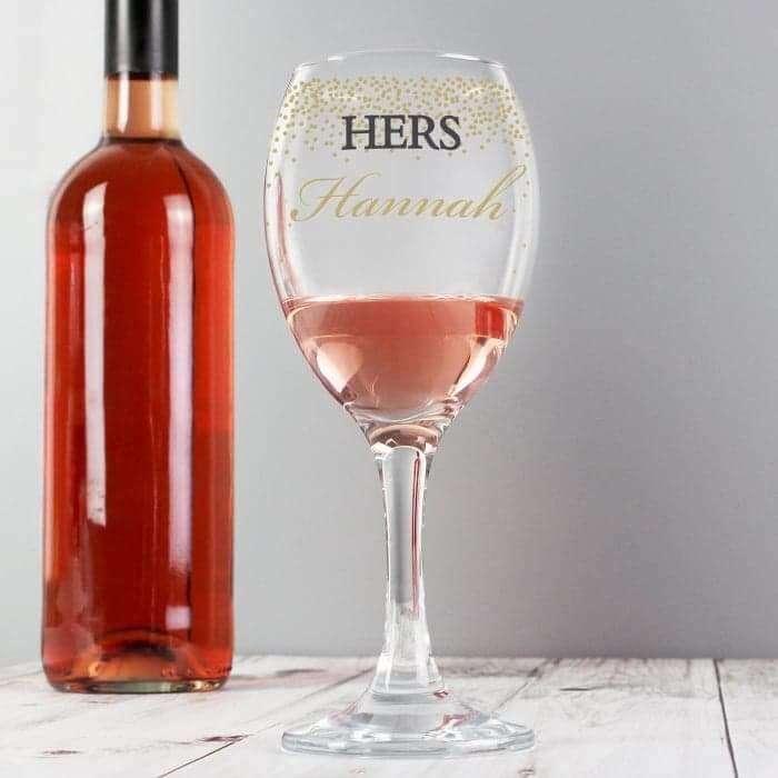 Personalised Gold Confetti Wine Glass - Myhappymoments.co.uk