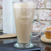 Engraved Heart Latte Glass