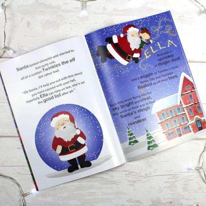 Personalised Girls It's Christmas Story Book Featuring Santa and his Elf Twinkles - Myhappymoments.co.uk