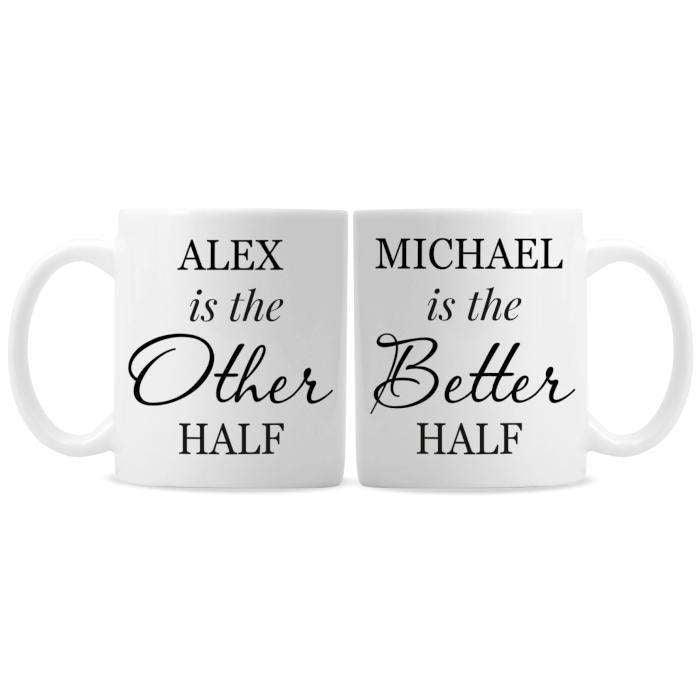 Personalised Other Half and Better Half Mug Set - Myhappymoments.co.uk